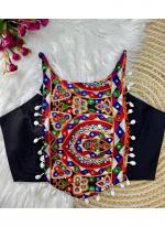 Magic Cotton Black Navratri Wear Mirror Work Readymade Blouse